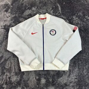 Nike 2020 Olympics Team USA Bomber Cropped Jacket Full Zip M White Pockets